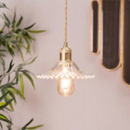 Valuelights Lucrezia Brushed Gold Hanging Ceiling Pendant Light Fitting With Clear Frilled Glass Lampshade - thumbnail 3