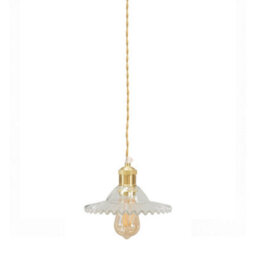 Valuelights Lucrezia Brushed Gold Hanging Ceiling Pendant Light Fitting With Clear Frilled Glass Lampshade