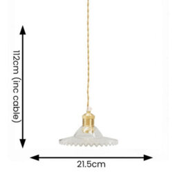 Valuelights Lucrezia Brushed Gold Hanging Ceiling Pendant Light Fitting With Clear Frilled Glass Lampshade - thumbnail 8