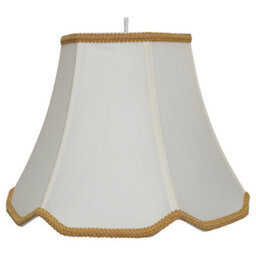 "K Living 12"" Ceiling And Table Scallop Lampshade With Faux Silk Cream And Rope Trim Edging"
