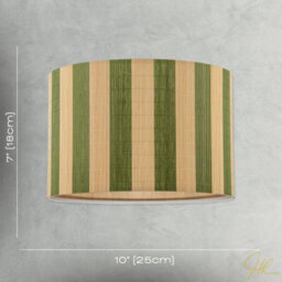 Happy Homewares Chic Natural Brown Bamboo Lamp Shade With Garden Olive Green Stripes - thumbnail 7