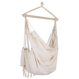 Beliani Hanging Hammock Chair Beige - Cotton-Polyester, Fitted Cushions, Side Pocket - Indoor/outdoor - thumbnail 5