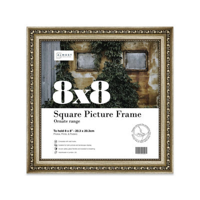 8X8 Champaign Ornate Picture Frame (20.3 X 20.3Cm) Poster, Photo, Artwork, Gallery Wall Or Print