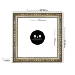 8X8 Champaign Ornate Picture Frame (20.3 X 20.3Cm) Poster, Photo, Artwork, Gallery Wall Or Print - thumbnail 2