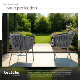 Tectake Accent Chair Valeiras - Woven Rope Design, Thick Cushions, 60 X 61 X 77Cm - Dark Grey/dark Grey - Set Of 2 - thumbnail 4