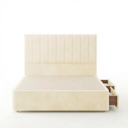 "Adore Designs Portland Plush Velvet Divan Bed, 50"" Headboard - 3Ft Single - Cream - 2 Drawers Same Side" - thumbnail 2