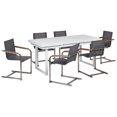 Beliani Garden Dining Set 6 Seater Valcanetto/cosoleto Metal Grey - image 1