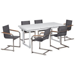 Beliani Garden Dining Set 6 Seater Valcanetto/cosoleto Metal Grey - thumbnail 1