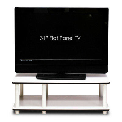 Walplus White Mid-Size Tv Stand With Matching White Tube Frame - image 1
