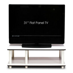 Walplus White Mid-Size Tv Stand With Matching White Tube Frame - thumbnail 1