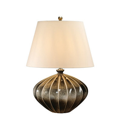 Elegant Ceramic Table Lamp With Cream Faux Silk Shade And Speckled Glaze - image 1