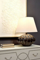 Elegant Ceramic Table Lamp With Cream Faux Silk Shade And Speckled Glaze - thumbnail 3