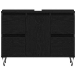 Berkfield Modern Bathroom Sink Cabinet Black Oak 80X33X60 Cm Engineered Wood - thumbnail 6