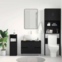 Berkfield Modern Bathroom Sink Cabinet Black Oak 80X33X60 Cm Engineered Wood - thumbnail 4