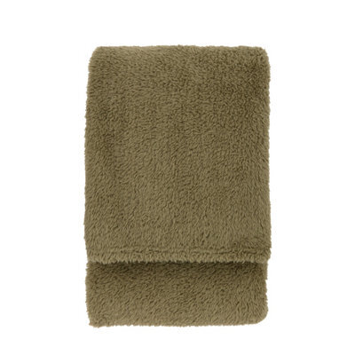 Gallery™ Olive Teddy Fleece Throw (L) 180Cm X (W) 140Cm - image 1