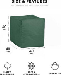 istyle mode Bottle Green Outdoor Bean Bag Footstool Pouffe Water-Resistant 40X40Cm - thumbnail 3