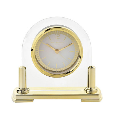 WILLIAM WIDDOP Wm.widdop Glass Mantel Clock 2 Tone Dial Gold Stand