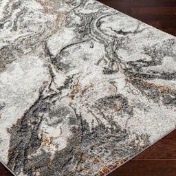 Livabliss San Francisco-Abstract Grey Black Orange Modern Marble Living Dining Bedroom Rug 120 X 170 Cm Easy Care, Non Shedding - thumbnail 6