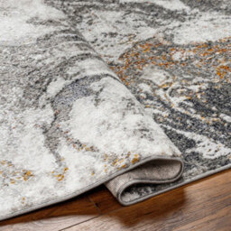 Livabliss San Francisco-Abstract Grey Black Orange Modern Marble Living Dining Bedroom Rug 120 X 170 Cm Easy Care, Non Shedding - thumbnail 4