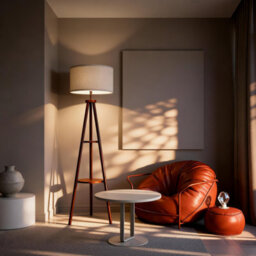 Luminexdesigns Tripod Floor Lamp With Shelf, Linen Shade, Foot Switch, Bulb Excluded
