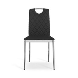 More4Homes Set Of 2 Monza Faux Leather Dining Chair Modern Padded Seat Chrome Legs Kitchen (Black) - thumbnail 3