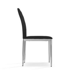 More4Homes Set Of 2 Monza Faux Leather Dining Chair Modern Padded Seat Chrome Legs Kitchen (Black) - thumbnail 4