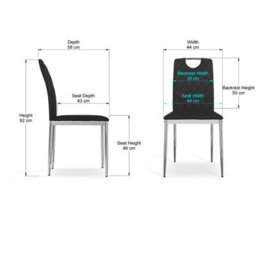 More4Homes Set Of 2 Monza Faux Leather Dining Chair Modern Padded Seat Chrome Legs Kitchen (Black) - thumbnail 7