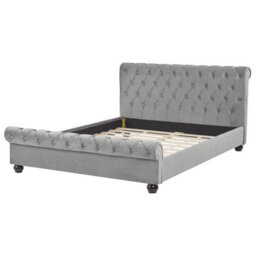 Beliani Waterbed Velvet Avallon 180 X 200 Cm (Eu Super King) Grey - thumbnail 4
