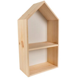 Woodeedoo Narrow House Shaped Wooden Wall Display Shelf With White Back Panel And Divider For Kids Room Decor Crafts 22X12X40 Cm - thumbnail 8