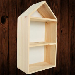 Woodeedoo Narrow House Shaped Wooden Wall Display Shelf With White Back Panel And Divider For Kids Room Decor Crafts 22X12X40 Cm - thumbnail 7