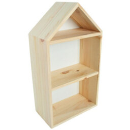 Woodeedoo Narrow House Shaped Wooden Wall Display Shelf With White Back Panel And Divider For Kids Room Decor Crafts 22X12X40 Cm - thumbnail 4