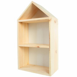 Woodeedoo Narrow House Shaped Wooden Wall Display Shelf With White Back Panel And Divider For Kids Room Decor Crafts 22X12X40 Cm - thumbnail 3