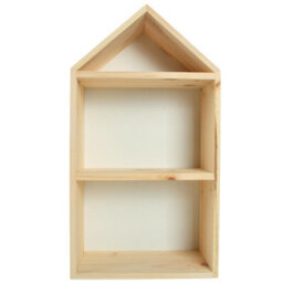 Woodeedoo Narrow House Shaped Wooden Wall Display Shelf With White Back Panel And Divider For Kids Room Decor Crafts 22X12X40 Cm - thumbnail 2