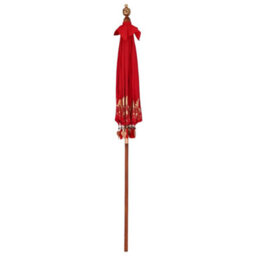 Berkfield Durable Balinese Parasol Red (180-190) X 250 Cm Cotton And Solid Wood - thumbnail 4