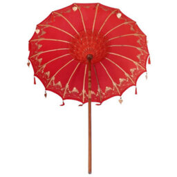 Berkfield Durable Balinese Parasol Red (180-190) X 250 Cm Cotton And Solid Wood - thumbnail 5