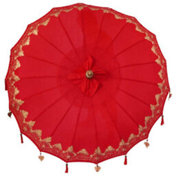 Berkfield Durable Balinese Parasol Red (180-190) X 250 Cm Cotton And Solid Wood - thumbnail 6