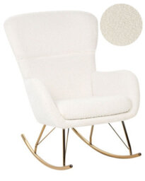 Beliani White Bouclé Rocking Armchair With Gold Metal Legs, Retro Design, W74 X D99 X H99Cm - thumbnail 3