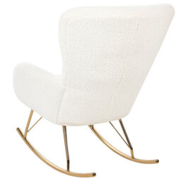 Beliani White Bouclé Rocking Armchair With Gold Metal Legs, Retro Design, W74 X D99 X H99Cm - thumbnail 7