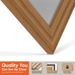 "AK Frames 25X17"" Oak Classic Vinyl Record Frame With Silver Mount For 12 Inch Lp Cover & Disc - Overlapped Design" - thumbnail 3