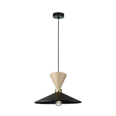 Luminosa Lighting Luminosa Amaris Dome Pendant Ceiling Light Beige, Black 1X E27 - image 1