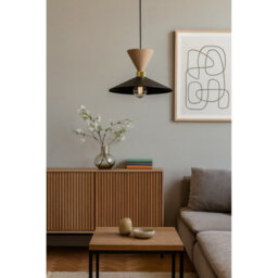 Luminosa Lighting Luminosa Amaris Dome Pendant Ceiling Light Beige, Black 1X E27 - thumbnail 2