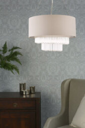 The Lighting Studio Laura Ashley Genevieve 5Lt Pendant Grey Shade Glass - thumbnail 4