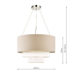 The Lighting Studio Laura Ashley Genevieve 5Lt Pendant Grey Shade Glass - thumbnail 8