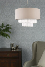 The Lighting Studio Laura Ashley Genevieve 5Lt Pendant Grey Shade Glass - thumbnail 7