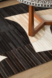 Orsina Bosie Safira Small Abstract Hair On Leather Rug - thumbnail 2