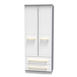 Norfolk 2 Door 2 Drawer Wardrobe With Shelf & Hanging Rail In White Ash (Ready Assembled) - thumbnail 3