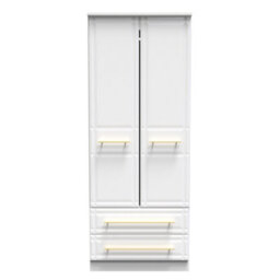 Norfolk 2 Door 2 Drawer Wardrobe With Shelf & Hanging Rail In White Ash (Ready Assembled)