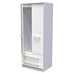 Norfolk 2 Door 2 Drawer Wardrobe With Shelf & Hanging Rail In White Ash (Ready Assembled) - thumbnail 5