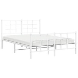 Berkfield Metal Bed Frame Without Mattress With Footboard White 135X190Cm - thumbnail 4