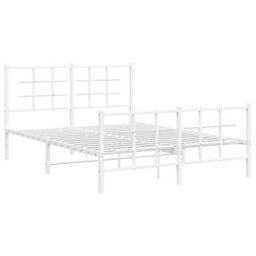 Berkfield Metal Bed Frame Without Mattress With Footboard White 135X190Cm - thumbnail 3